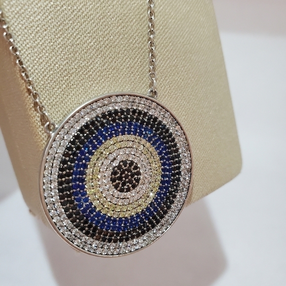 Made in Egypt silver chain W pendant with‎ gemstone White Blue New With Box - Picture 7 of 8